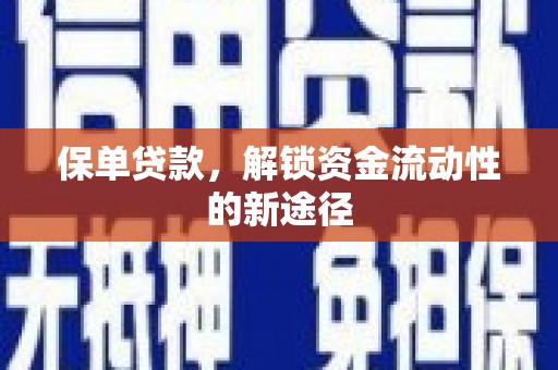 银川保单贷款，解锁资金流动性的新途径