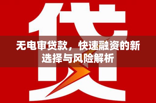 银川无电审贷款，快速融资的新选择与风险解析