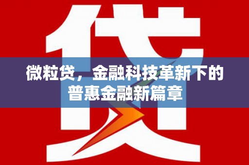 银川微粒贷，金融科技革新下的普惠金融新篇章